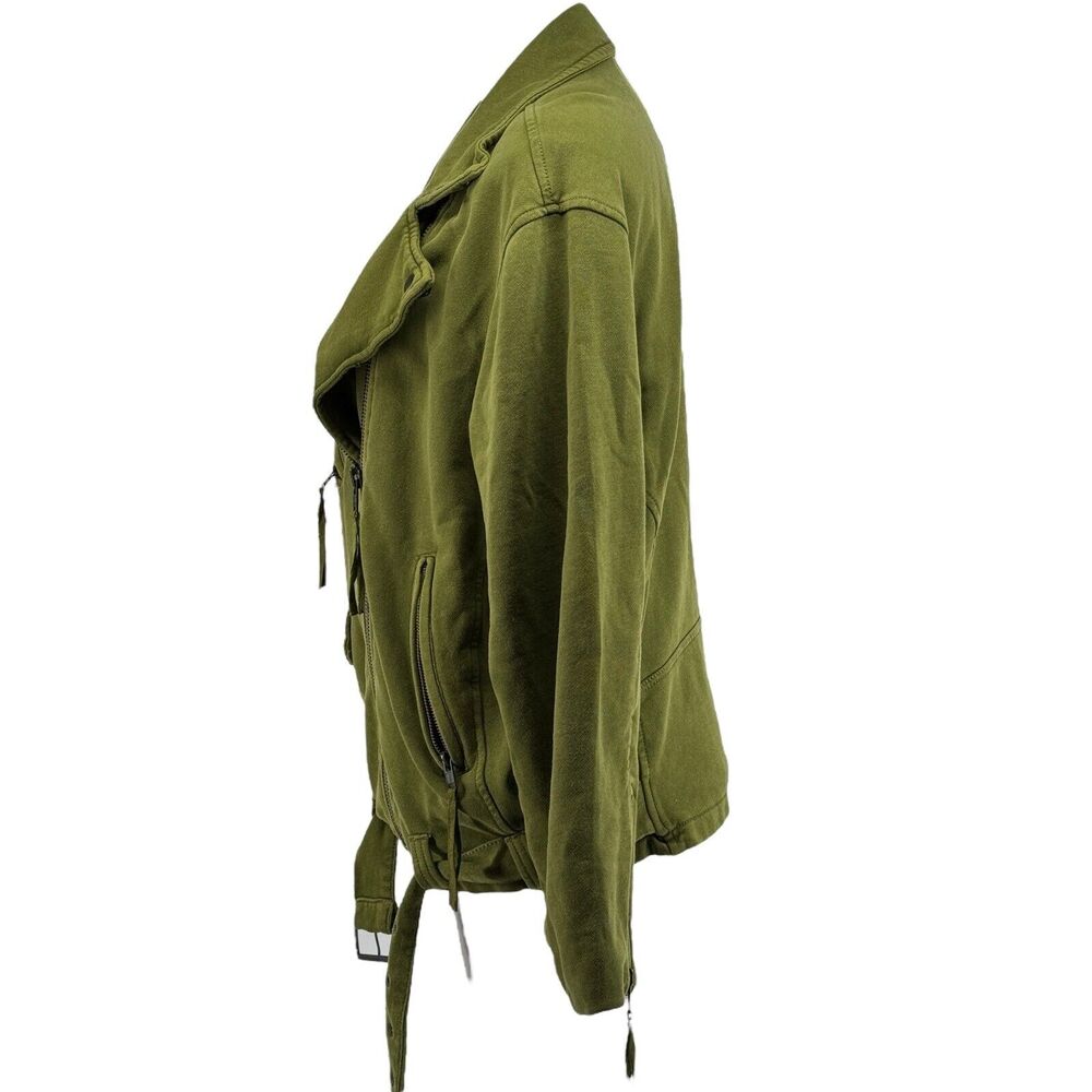 Free People Rebel Knit Green Moto Jacket SZ S NEW Oversized Slouchy Baggy Cotton - Picture 7 of 13